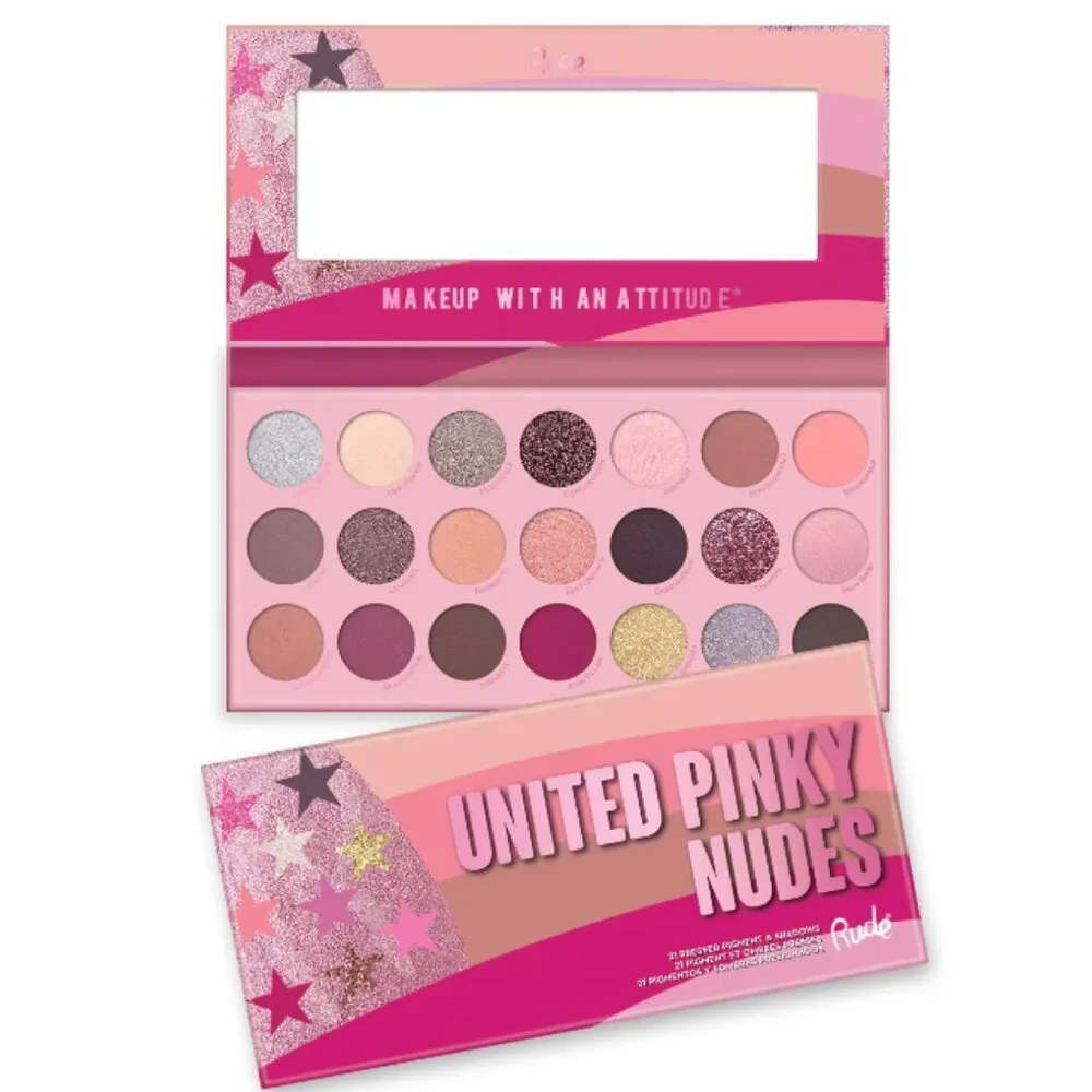 Rude Cosmetics United Pinky Nudes 21 Pressed Pigments, Glitter, and Eyeshadow
